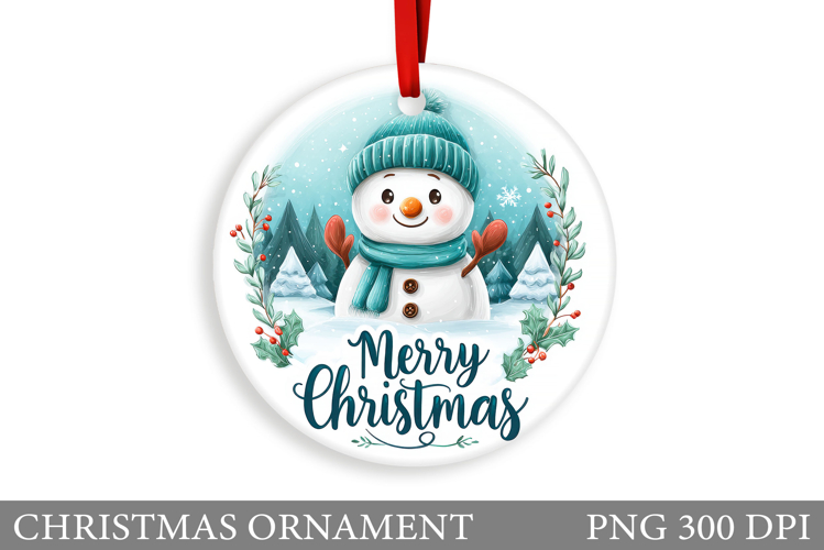 Snowman Christmas Ornament. Christmas Ornament Sublimation