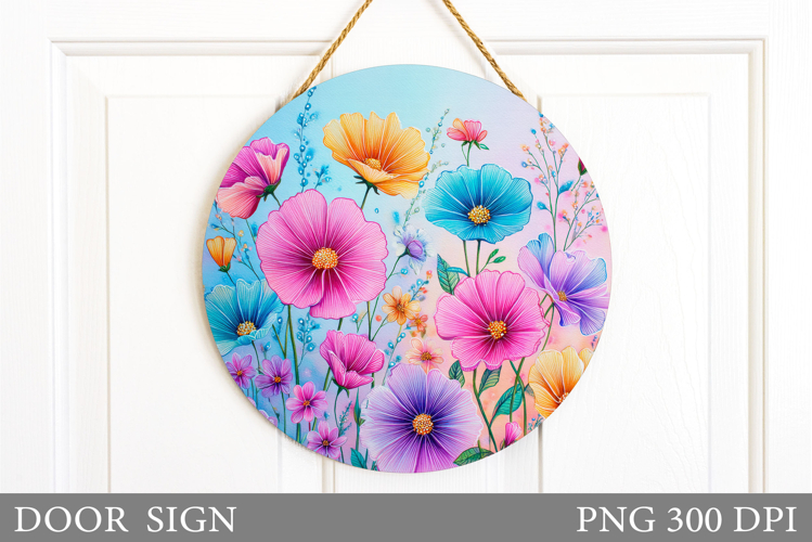Wildflowers Door Sign Sublimation. Flowers Door Sign Design