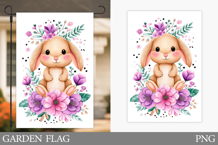 Summer Bunny Garden Flag. Summer Garden Flag Sublimation
