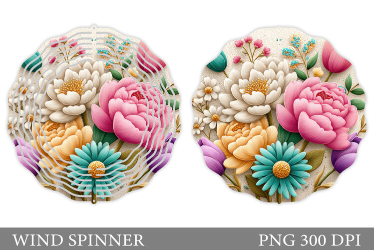 Flowers Wind Spinner Design. Floral Wind Spinner Sublimation example image 1
