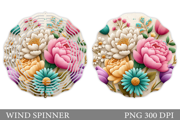 Flowers Wind Spinner Design. Floral Wind Spinner Sublimation