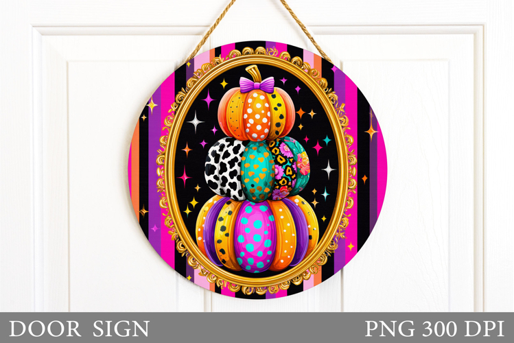 Pumpkin Door Sign Sublimation. Fall Door Sign Design