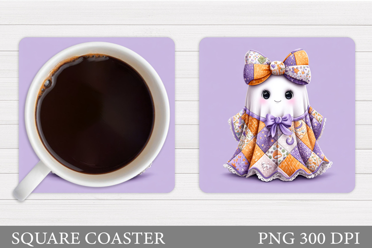 Patchwork Chost Coaster. Halloween Coaster Sublimation