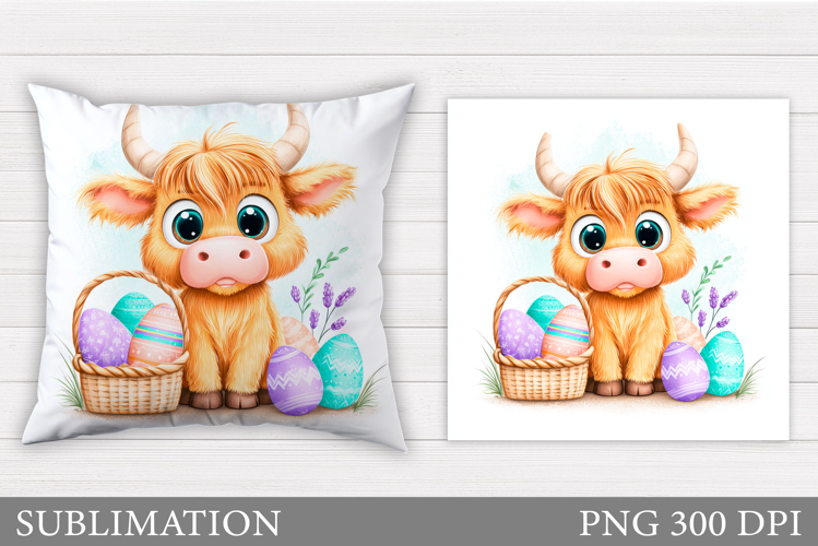 Easter Cow Pillow Design. Easter Pillow Sublimation