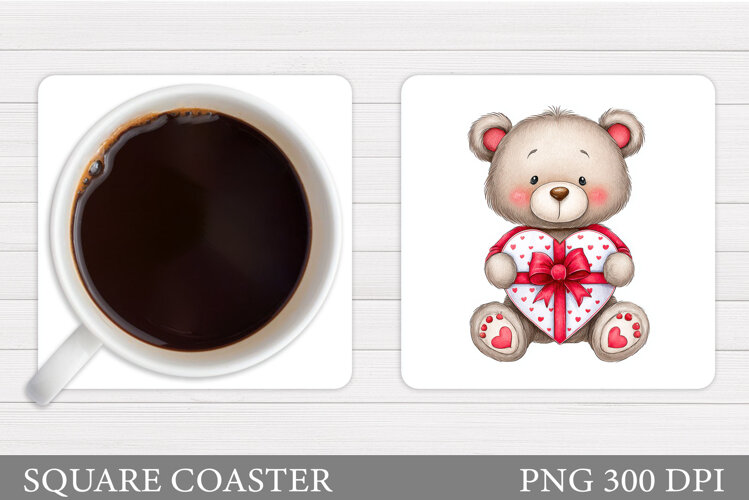 Valentines Bear Coaster. Valentines Coaster Design example image 1