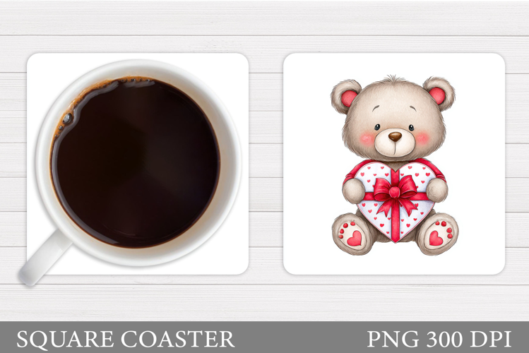 Valentines Bear Coaster. Valentines Coaster Design