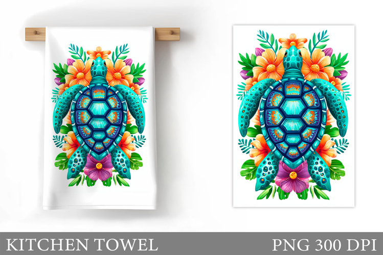 Sea Turtle Kitchen Towel Design. Sea Turtle Sublimation