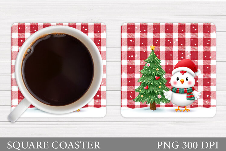Christmas Chicken Coaster. Christmas Coaster Sublimation example image 1