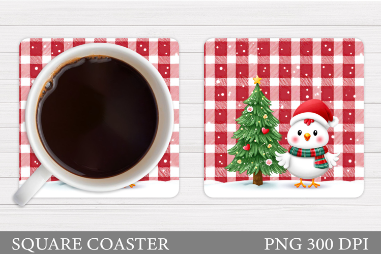 Christmas Chicken Coaster. Christmas Coaster Sublimation