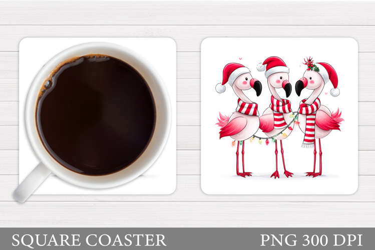 Christmas Flamingo Coaster. Christmas Coaster Design