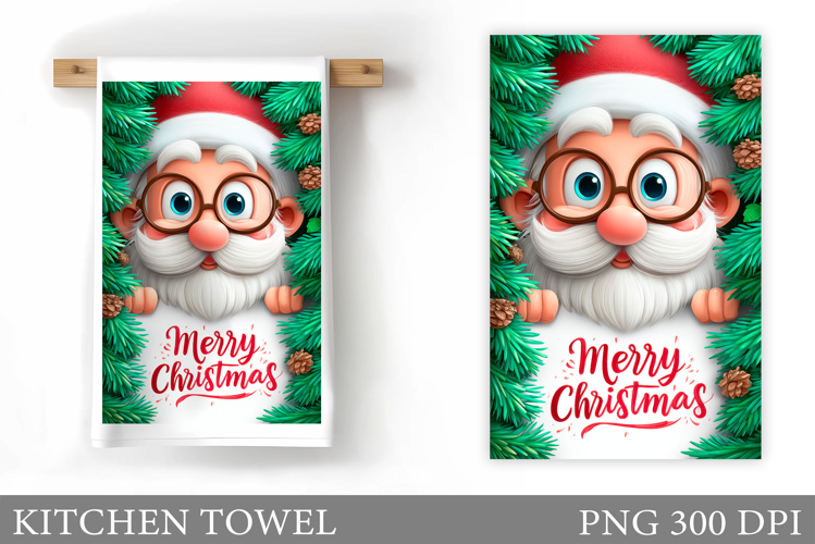 Santa Claus Kitchen Towel. Christmas Kitchen Towel Design