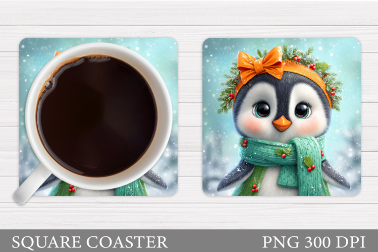 Christmas Penguin Coaster. Christmas Coaster Sublimation
