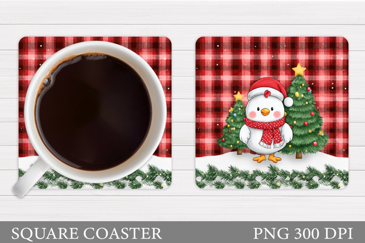 Christmas Chicken Coaster. Christmas Coaster Sublimation