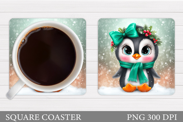 Christmas Penguin Coaster. Christmas Coaster Sublimation