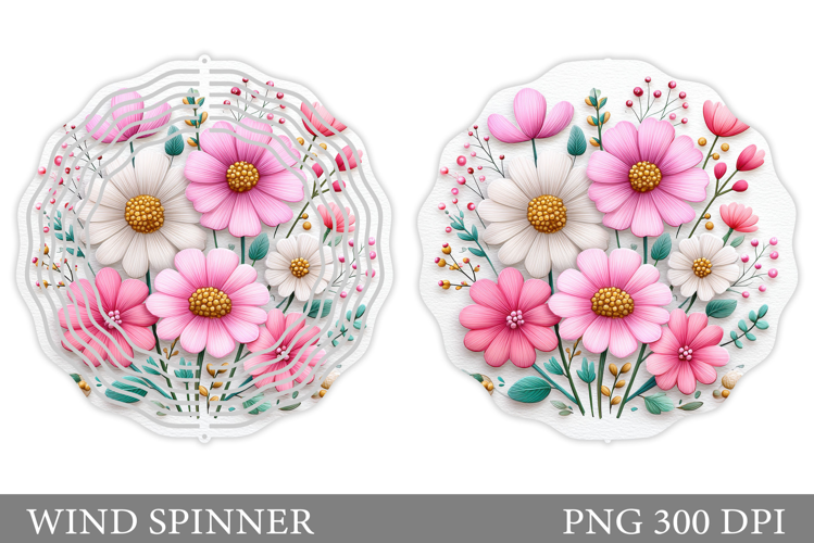 Flowers Wind Spinner Design. Floral Wind Spinner Sublimation
