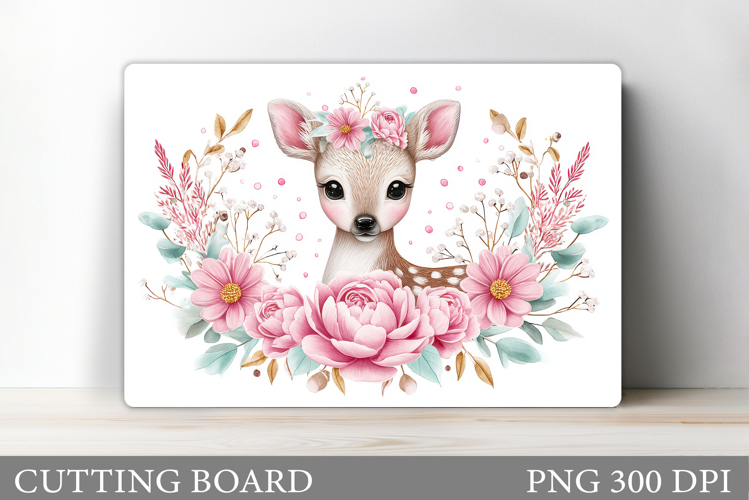 Cute Deer Cutting Board. Deer Flowers Cutting Board Design