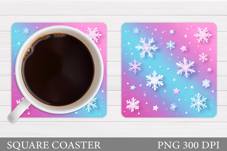 Snowflakes Coaster Design. Christmas Coaster Sublimation