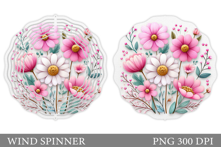 Floral Wind Spinner Sublimation. Flowers Wind Spinner Design example image 1