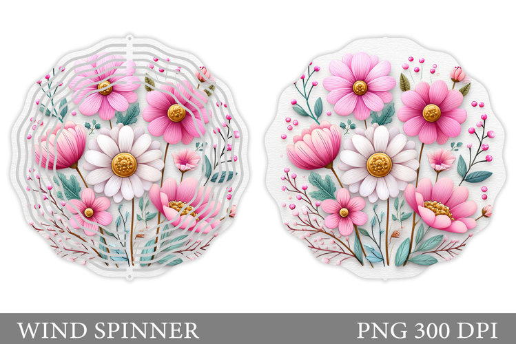 Floral Wind Spinner Sublimation. Flowers Wind Spinner Design