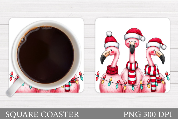 Christmas Flamingo Coaster. Christmas Coaster Design