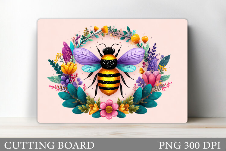 Bee Cutting Board Design. Flowers Kitchen Cutting Board example image 1