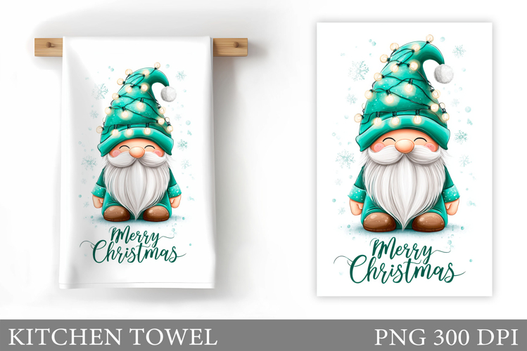 Christmas Kitchen Towel. Christmas Gnome Kitchen Towel