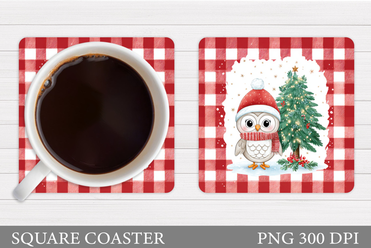 Christmas Owl Coaster Design. Christmas Coaster Sublimation