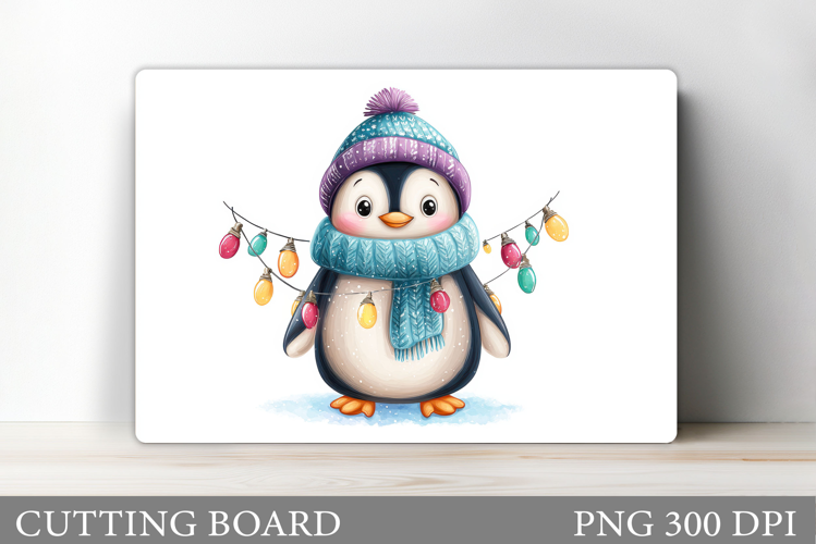Cute Penguin Cutting Board. Christmas Cutting Board Design