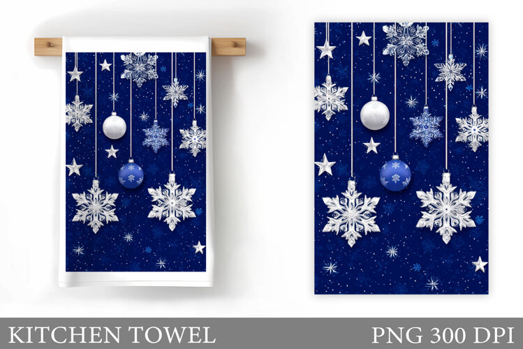Christmas Kitchen Towel Design. Snowflakes Kitchen Towel example image 1