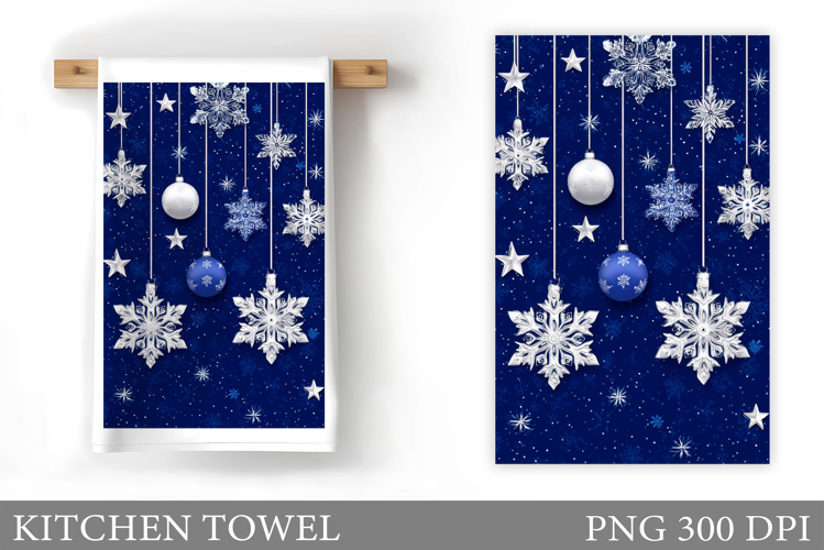 Christmas Kitchen Towel Design. Snowflakes Kitchen Towel