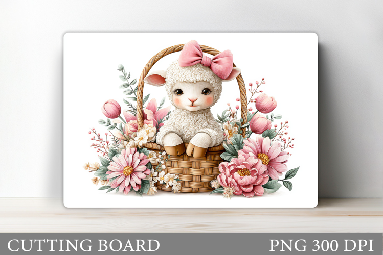 Cute Lamb Cutting Board. Lamb Flowers Cutting Board Design