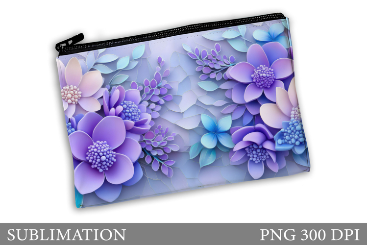 Flowers Makeup Bag Design. Floral Makeup Pouch Sublimation