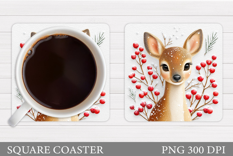 Reindeer Coaster Design. Christmas Coaster Sublimation