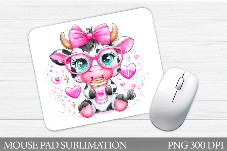 Highland Cow Mouse Pad. Valentines Cow Mouse Pad Sublimation