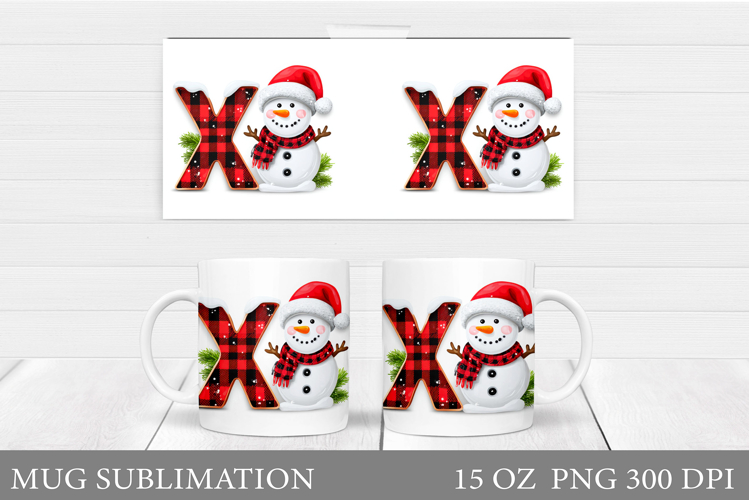 Christmas Letter X Sublimation. Christmas Mug Design