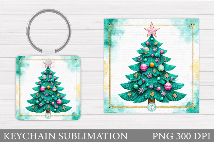 Christmas Tree Keychain. Christmas Keychain Sublimation