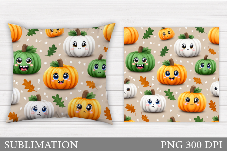 Cute Pumpkin Pillow Design. Funny Pumpkin Sublimation