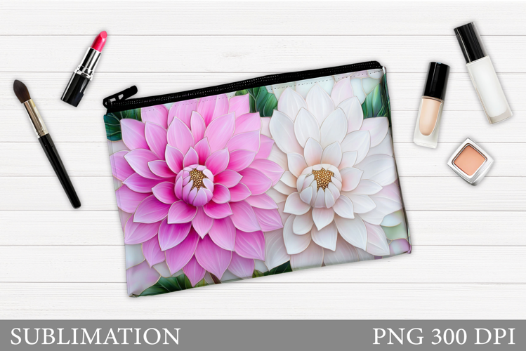 Flowers Makeup Bag Design. Floral Makeup Pouch Sublimation