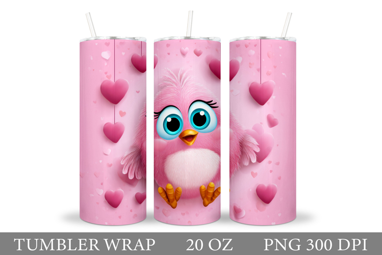 Valentines Bird Tumbler. Valentines Tumbler Sublimation