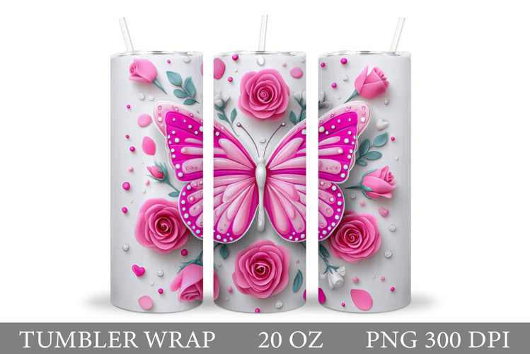 Butterfly Flowers Tumbler. Butterfly Tumbler Sublimation