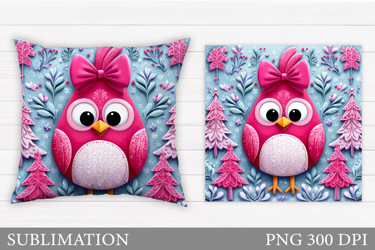 Christmas Bird Pillow Design. Christmas Pillow Sublimation example image 1