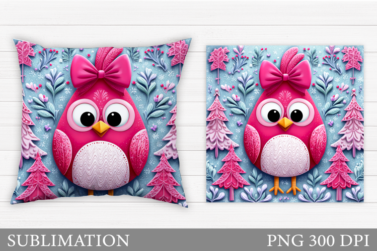 Christmas Bird Pillow Design. Christmas Pillow Sublimation