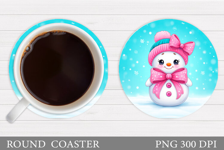 Cute Snowman Coaster. Christmas Coaster Sublimation example image 1