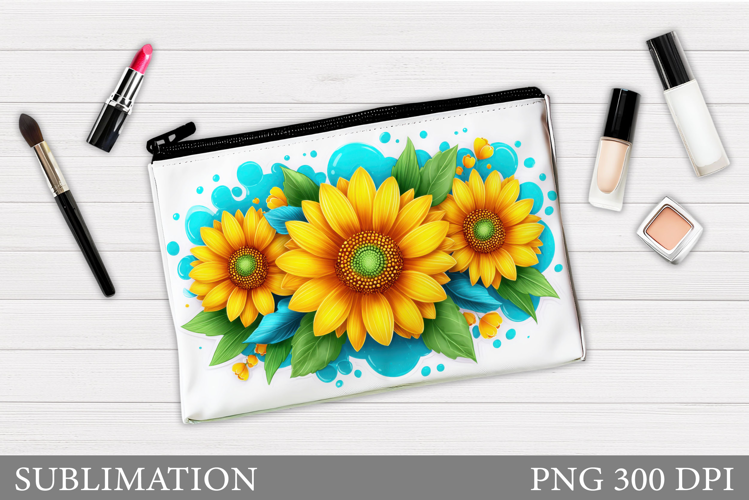 Sunflowers Makeup Bag. Flowers Cosmetics Bag Design