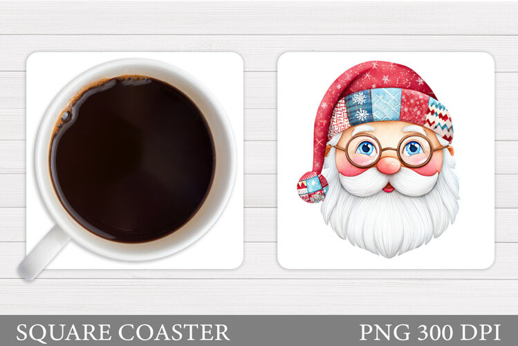 Cute Santa Coaster Sublimation. Santa Claus Coaster Design example image 1