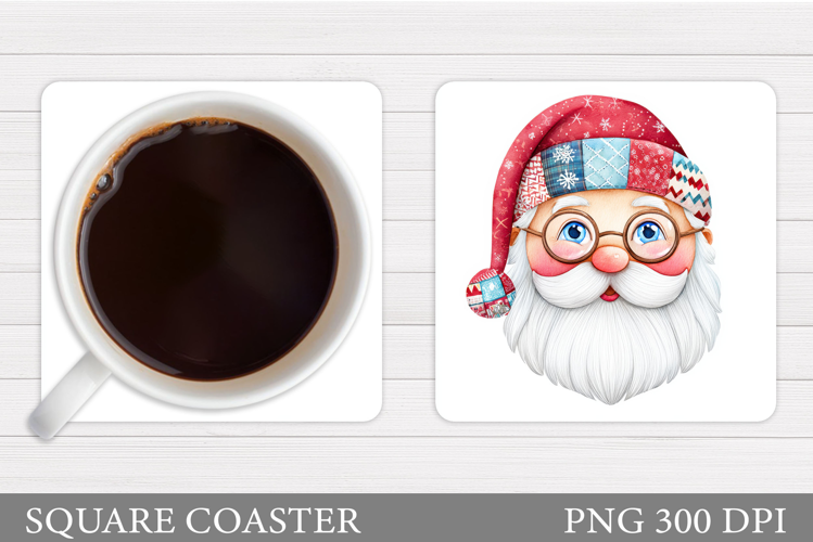 Cute Santa Coaster Sublimation. Santa Claus Coaster Design