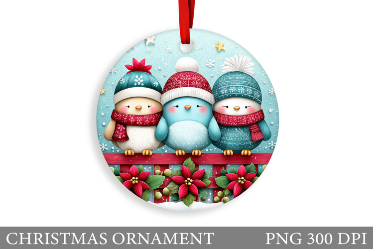 Cute Bird Christmas Ornament. Christmas Sublimation