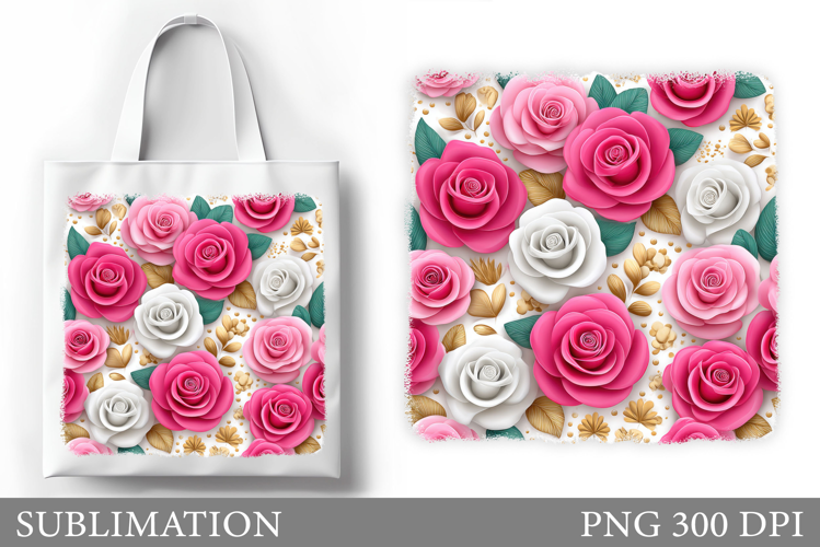 Roses Tote Bag Sublimation. Flowers Sublimation