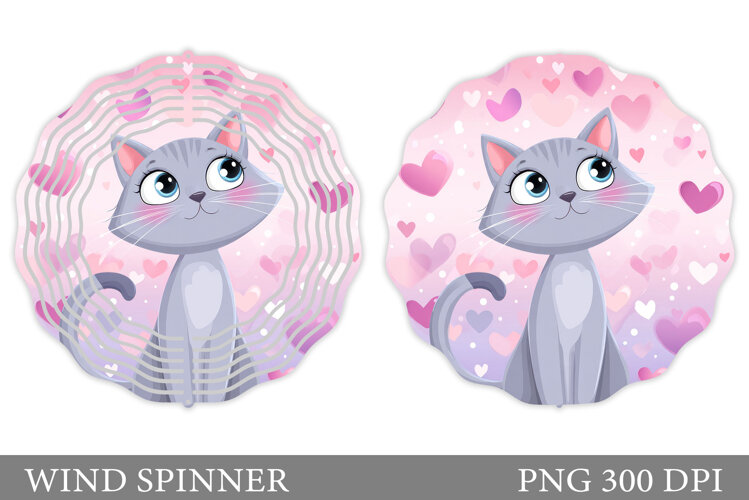 Valentines Cat Wind Spinner. Valentines Wind Spinner Design example image 1