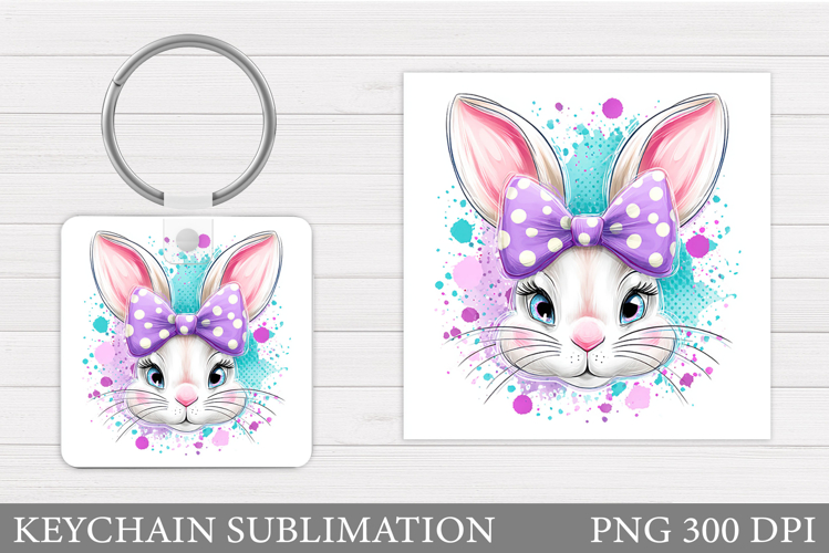 Cute Bunny Keychain Design. Cute Bunny Sublimation